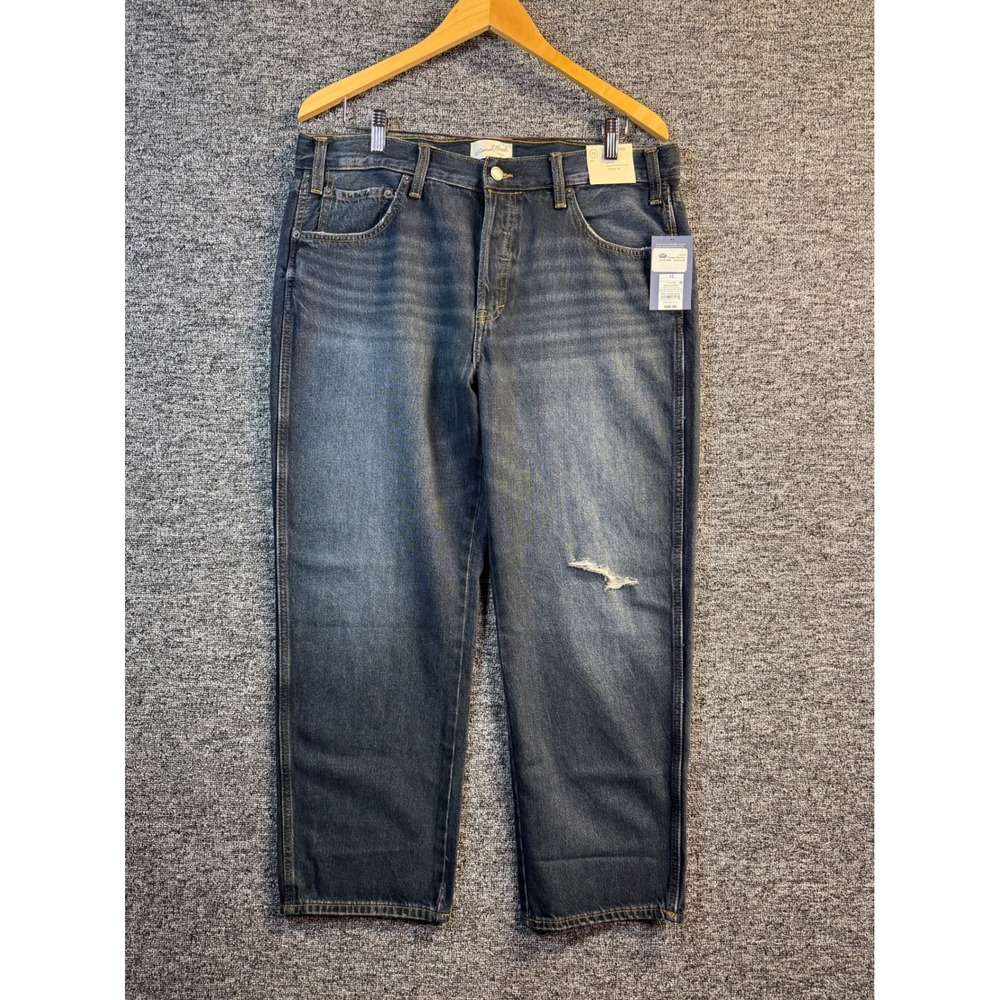 Universal Thread Womens 12 Mid Rise Boyfriend Jeans Dark Blue Distressed Tapered